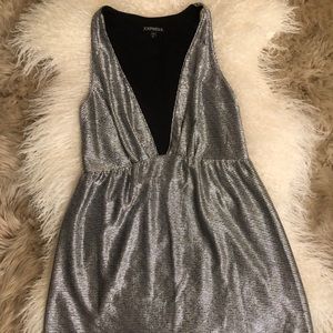 Express Metallic plunging neckline mini dress